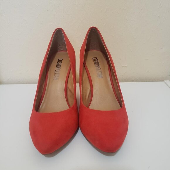 Red Suede Wedge Pumps Size 6M - Picture 1 of 6